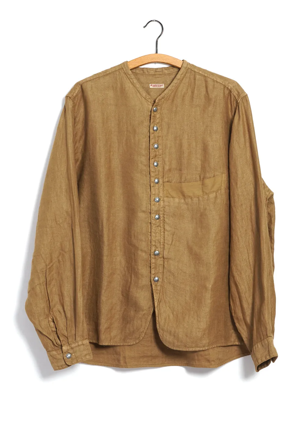 PENNY SHIRT | Gauze Linen Herringbone Shirt | Gold