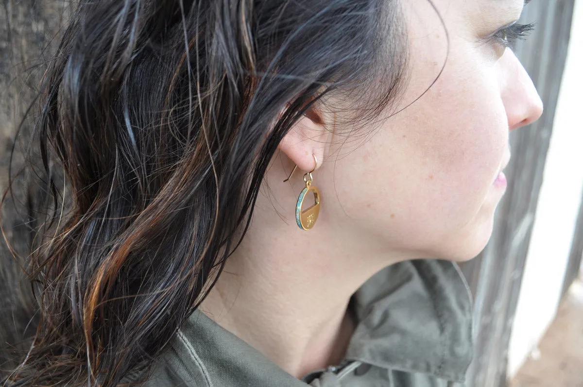 "Belle Starr" Turquoise Minimalist Earrings in Gold