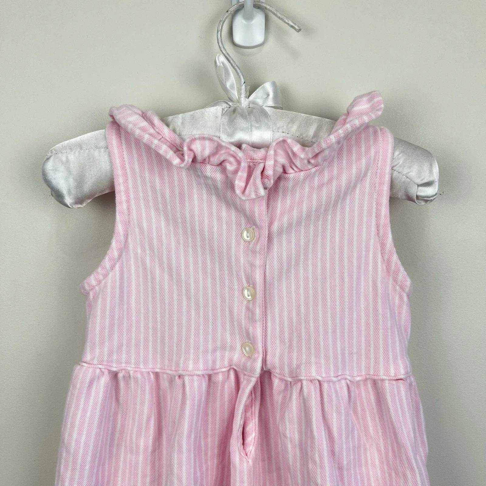 Ralph Lauren Ruffled Knit Bubble Shortall Pink 18 Months