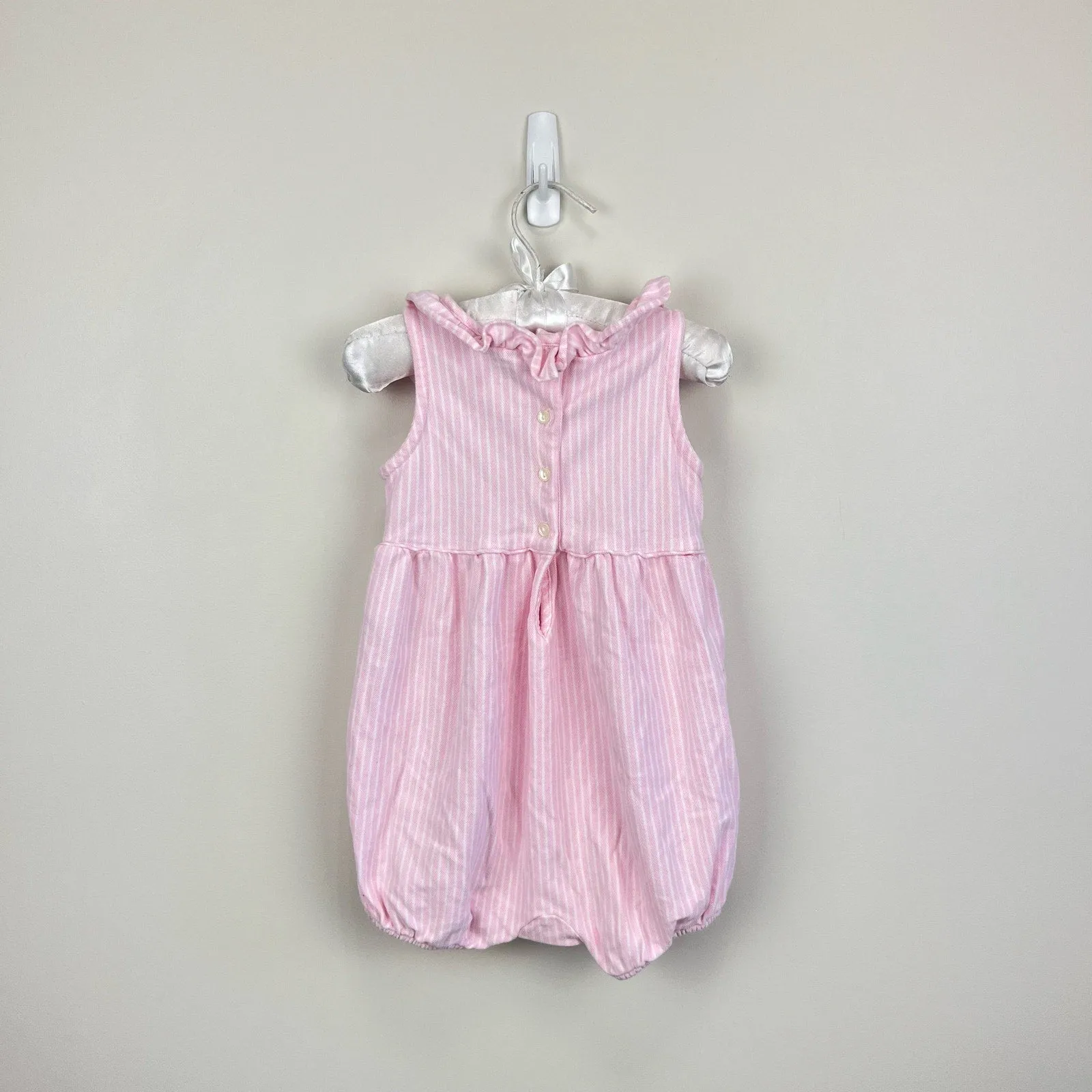 Ralph Lauren Ruffled Knit Bubble Shortall Pink 18 Months