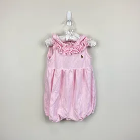 Ralph Lauren Ruffled Knit Bubble Shortall Pink 18 Months