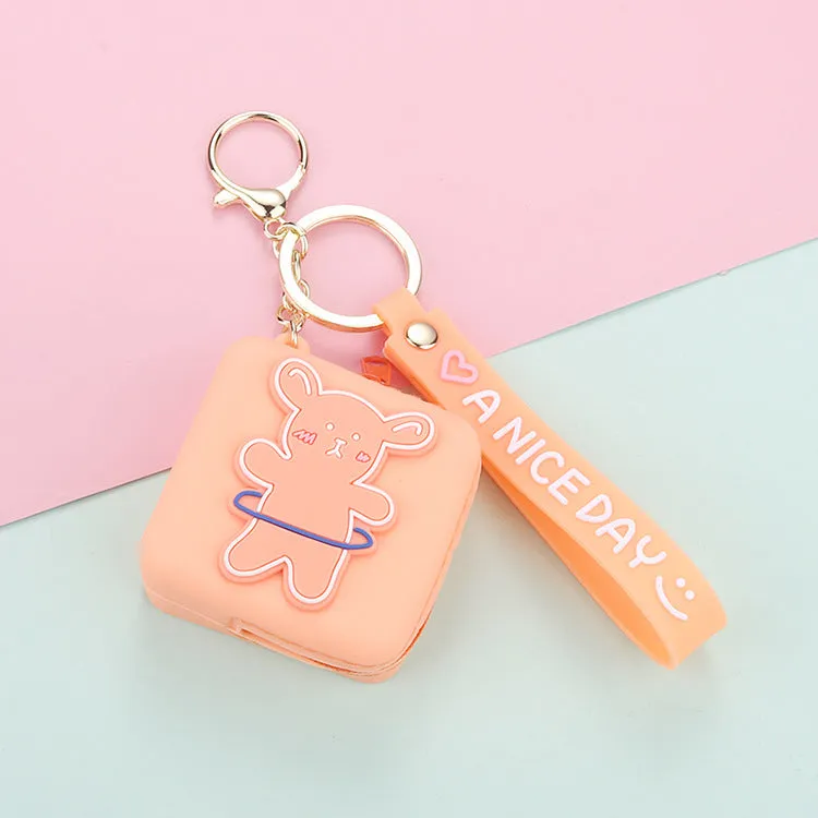 Square Storage Silicone Coin Pouch Keychain