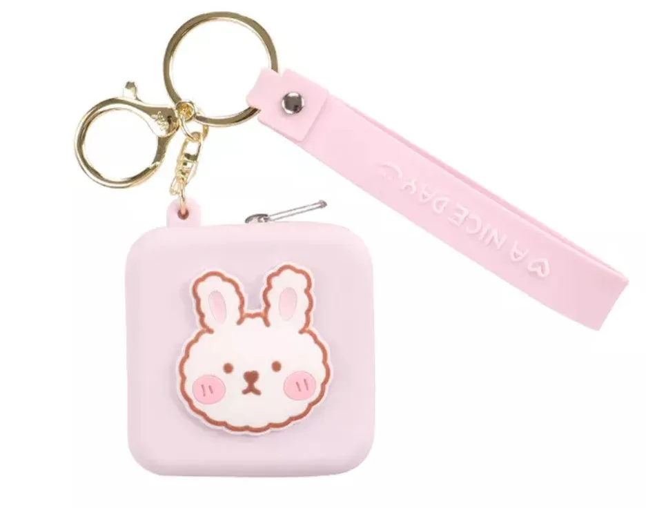 Square Storage Silicone Coin Pouch Keychain