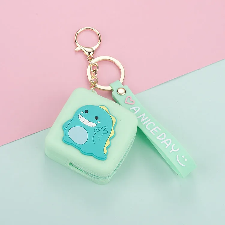 Square Storage Silicone Coin Pouch Keychain