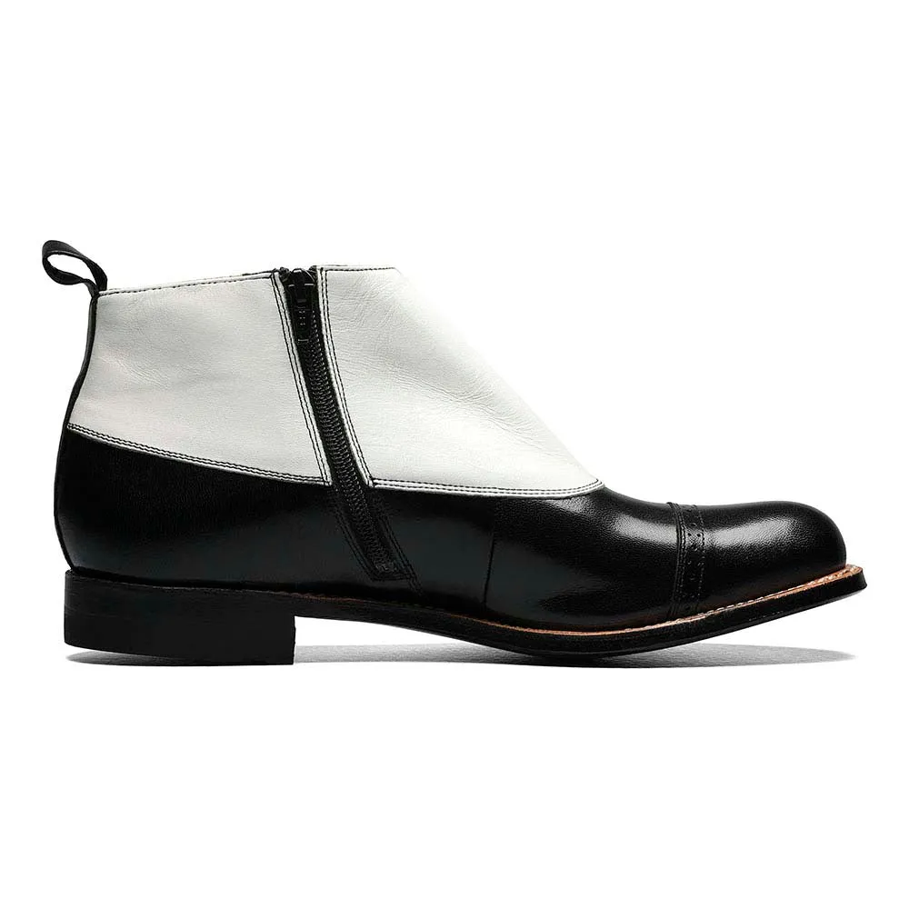 Stacy Adams Madison Black & White Spat Kidskin Ankle Boot