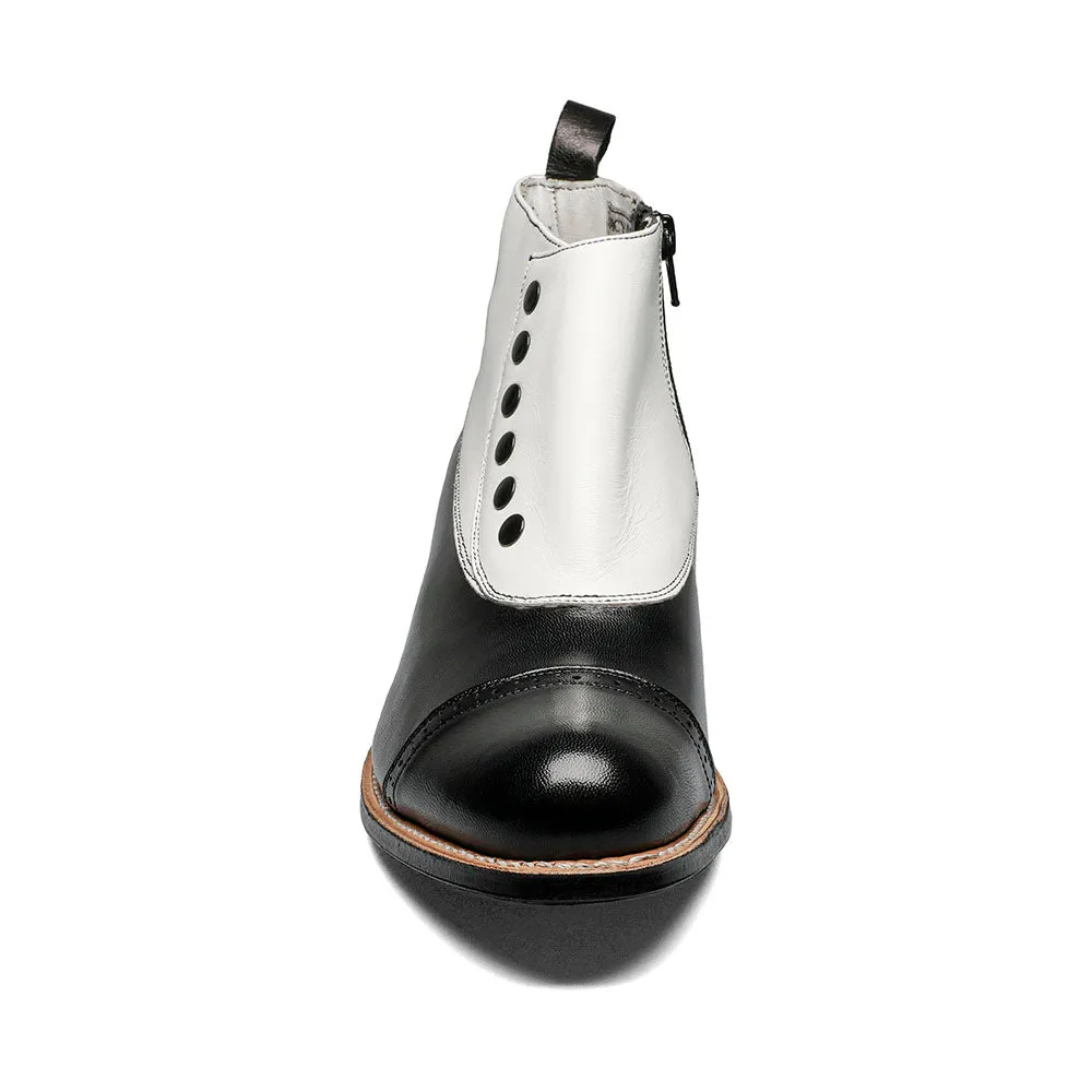 Stacy Adams Madison Black & White Spat Kidskin Ankle Boot