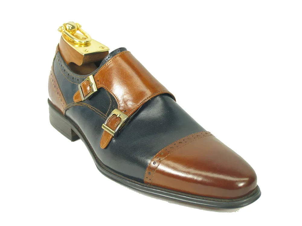 Two Tone Burnished Double Monk Strap