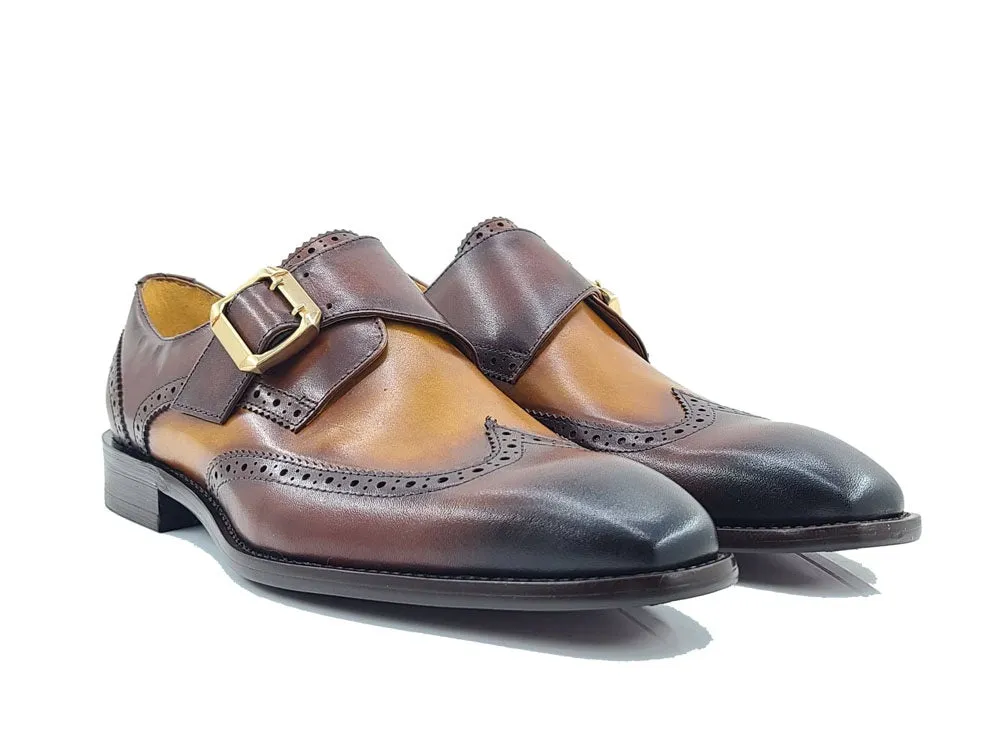 Two Tone Wingtip Monk Strap