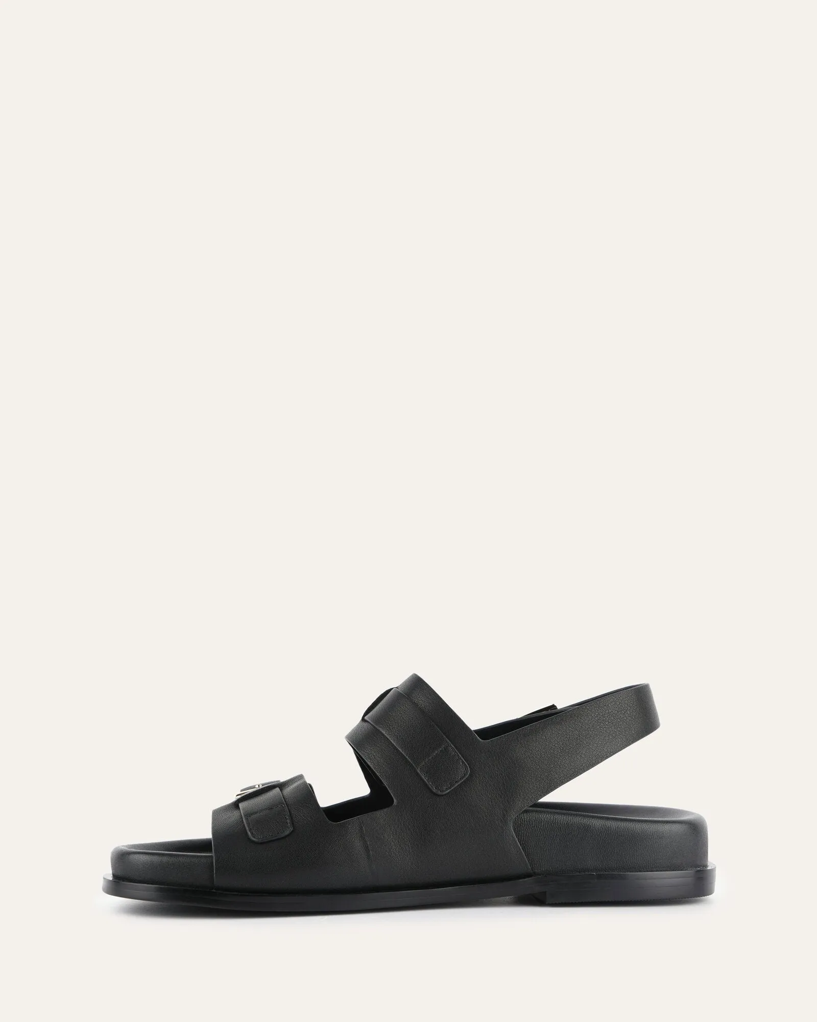 VERONA FLAT SANDALS BLACK LEATHER