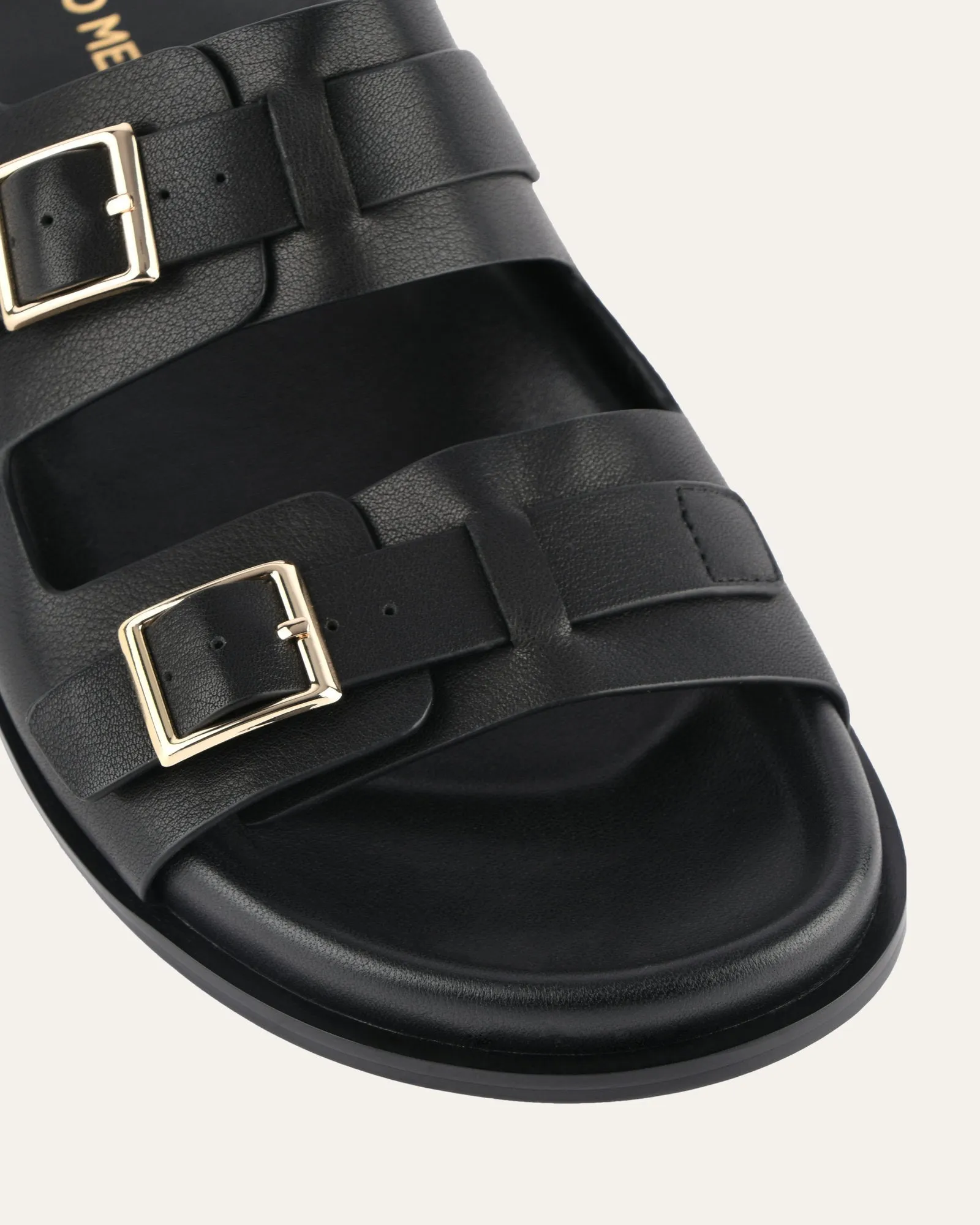 VERONA FLAT SANDALS BLACK LEATHER