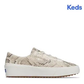 Women's Remi Leather Snakeskin Sneaker Cream (WH67800)