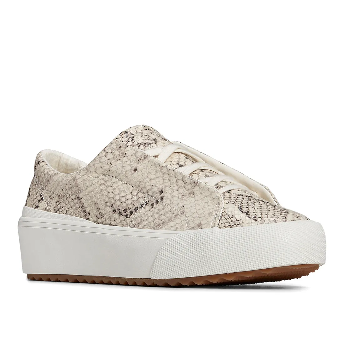 Women's Remi Leather Snakeskin Sneaker Cream (WH67800)