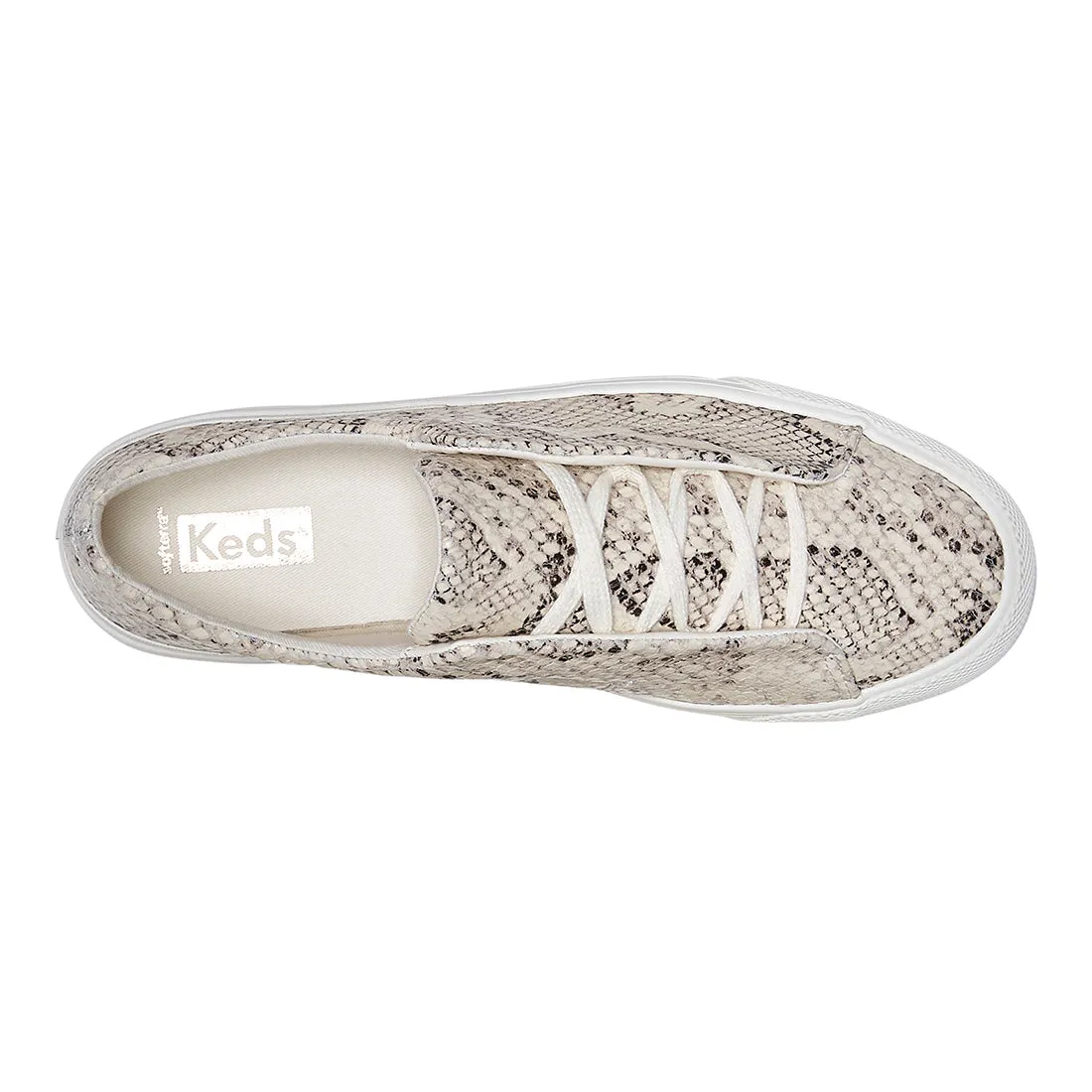 Women's Remi Leather Snakeskin Sneaker Cream (WH67800)